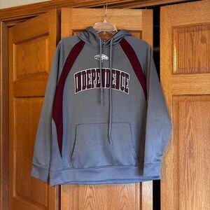 Gray and Maroon Men's Hoodie Independence L